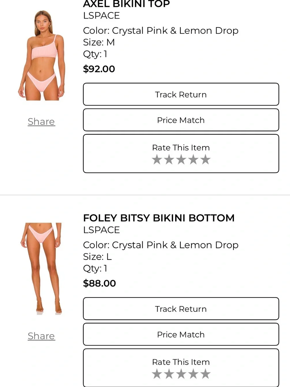 l*space Foley Bitsy Bikini Bottoms - Crystal Pink & Lemon Drop